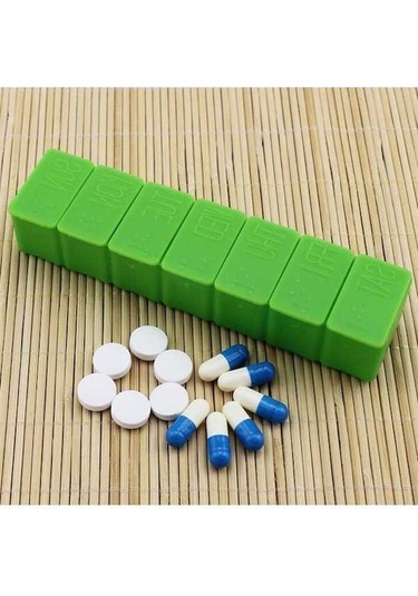 Pazly Vitamin Tıp Tablet Suntek Saklama Magideal Kutusu Hap Hafta Dağıtıcı Ab Yeşil