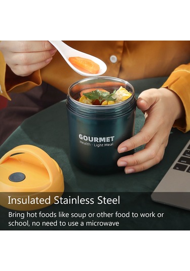 Hangfox 304 Çelik Isı Saklama Kupa, İçecek/sıcak Yemek İçin, Damlacık Önleyici Kapak, Şurup Ucu Ve Taşıma Kolu, 500ml, Okul/ofis/seyahat