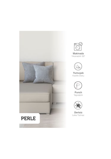 Br Perle Home Daily Series Açık Gri Renk Kırlent Yastık Kılıfı Açık Gri