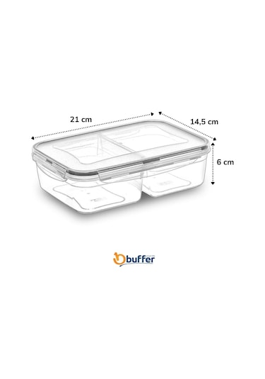 Buffer® 12 Adet 2 Bölmeli Kilitli Kapaklı 1 Litre Saklama Kabı Çok Renkli
