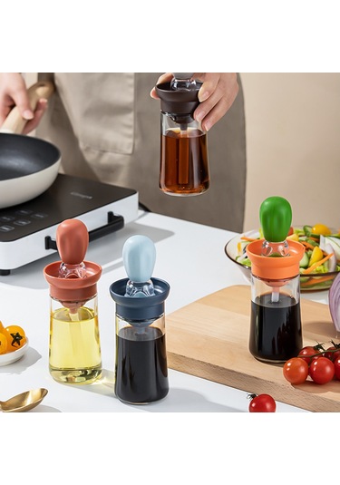 Hfambition Mutfak Silikon Yağlım Dolabı, Ev Fırınlama, Dışarıda Barbekü İçin Miktar Ayarlı Fırça, Mavi Paket Çok Renkli