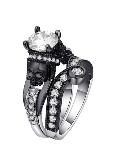 Sones Kafatası Yüzük Punk Tarzı Moda Takı, Yüzük Boyutu: 9 Beyaz