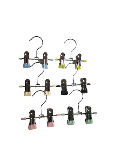 Pembe-paslanmaz Çelik Pantolon Raf Klipsi Metal Kaymaz Clothespin Gardırop Pantolon Kelepçe Elbise Askısı