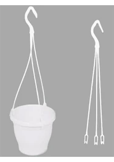Katı Plastik Makrome Askılı Saksı 20 Adet Kahverengi 16 Cm