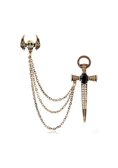 Suntek Antik Altın Kristal Çapraz Broş Zincir Erkek Düğün