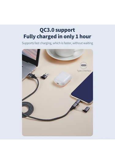 Gajeena 5'li 3a Hızlı Şarj Kablosu, İphone-type-c-android Uyumlu, Nilon Kaplama, 1 Metre Uzunluk