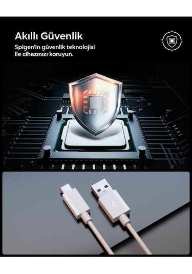 Spigen Essential 1m Usb-a To Usb-c 60w Kablo Aca08715 Beyaz