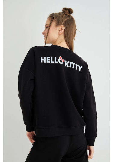 Hello Kitty Lisanslı Baskılı Kalın Oversize Fit Sweatshirt Çok Renkli