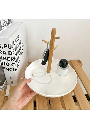 Hangfox Bambu Anahtar Ve Aksesuar Saklama Tabağı - Giriş Duvarı/masa Ürünü, Organize Edici Fonksiyon, Sert Malzeme, Kare/daire Seçenekleri