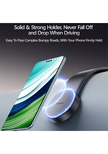 Samdoo Android Cihazlar İçin 360 Dönebilen Manyetik Araç Tutucu - 40n Güçlü Manyetik, Çok Yüzey Uyumlu, Siyah