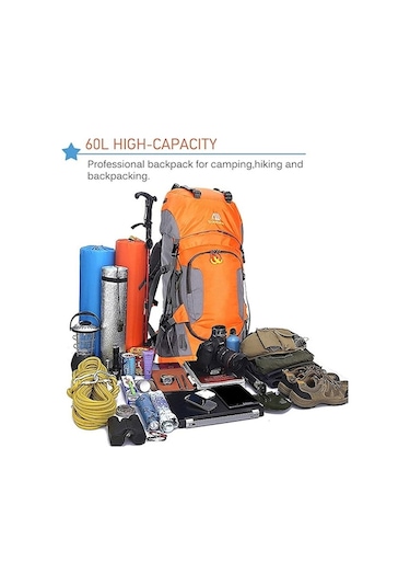 Çok Amaçlı Suya Dayanıklı 60l Outdoor Sırt Çantası Turuncu Turuncu