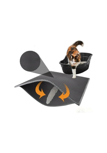 Buffer Kedi Tuvalet Önü Kum Toplayıcı Temizleyici Elekli Gri Pas