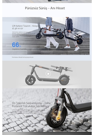 V25i Pro 2 Elektrikli Scooter - Amortisörlü 25 Km Menzil 600w