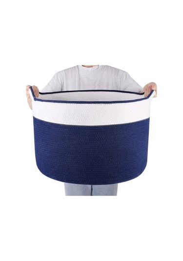 Shahbaz Özel Pamuklu Jüt Battaniye Sepeti Hasır Oyuncak Sepeti Jüt Çamaşır Sepeti 40-30 Laci