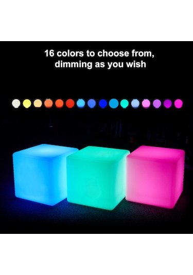 Ranyeek 15cm Led Küp Işık, Uzaktan Kumandalı, Usb Şarjlı 800mah Dahili Batarya , Renkli Aydınlatma Diğer