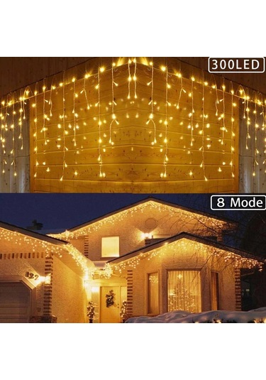 8 Fonksiyonlu 16 Saçaklı Perde Led 3 X 1 Günışığı 5365 Çok Renkli