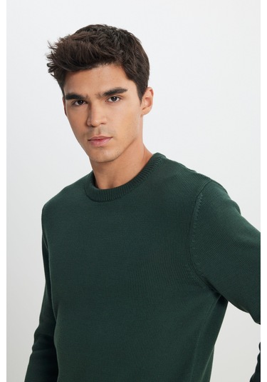 Regular Fit Normal Kesim Haki Triko Kazak L242474801 Haki