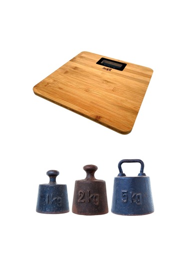 Techfit Bambu Banyo Baskülü Yüksek Hassasiyetli Darbelere Dijital