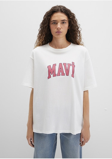 Mavi - Mavi Logo Baskılı Beyaz Tişört 1600843-80194 Beyaz