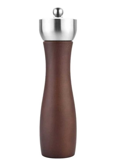 Createtech 8 İnç 304 Paslanmaz Çelik Manuel Karabiber Değirmeni Kayın Ağacı Ahşap