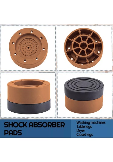 Tineke Beyaz Eşya Ayağı Çamaşır Makinesi Mobilya Titreşim Önleyici Kaydırmaz 3,5 Cm Yükseltici 4 Lü Kahverengi