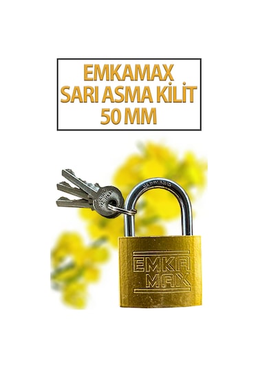 Kısa Sarı Asma Kilit 50 Mm 3 Anahtarlı