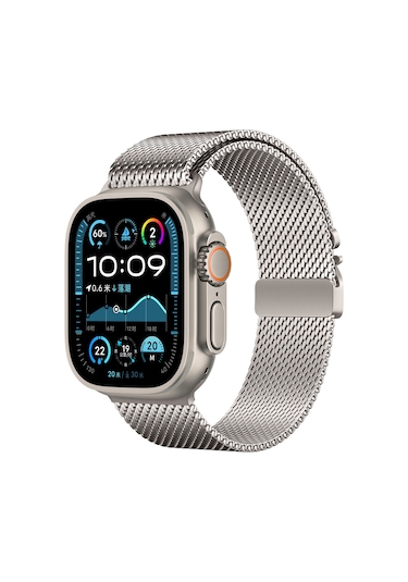Apple Uyumlu Watch Ultra 49 MM Zore Krd-121 Metal Hasır Kordon-starlight