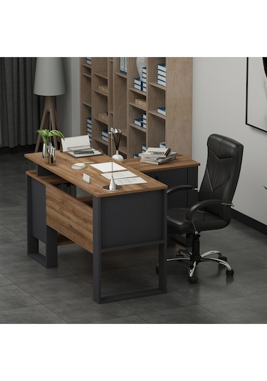 Ares Çalışma Masası Ofis Masası Bilgisayar Masası Ceviz - Antrasit Antrasit - Ceviz