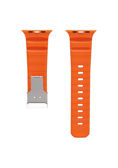 Apple Uyumlu Watch 10 46mm Zore Krd-145 Metal Tokalı Silikon Kordon