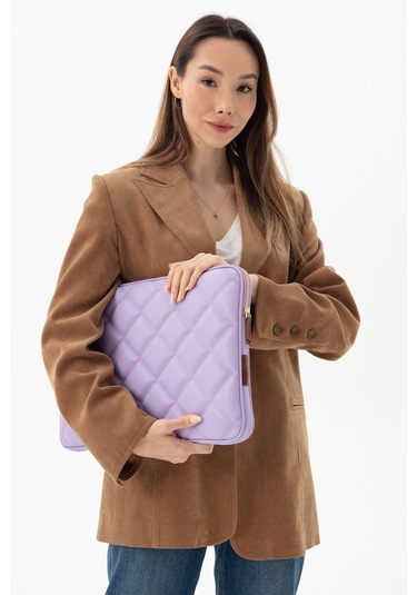 Kapitone Laptop Kılıfı 15.6 & 16 İnç Lila