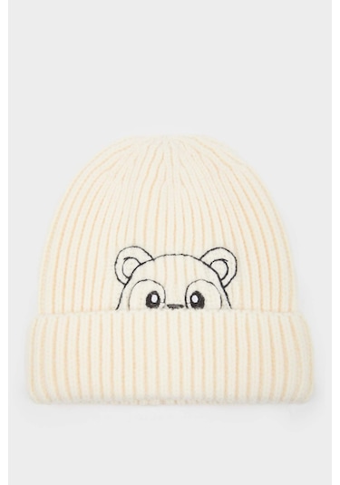 Defacto Erkek Bebek Nakışlı Triko Bere C8594a525wner136 Ekru