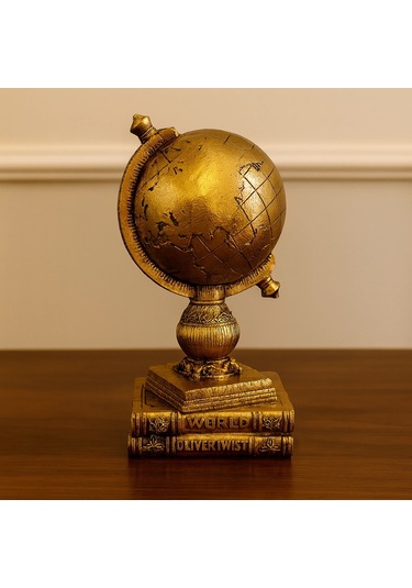 Kahve Ve Gold Antik Görünümlü Dünya Küresi Biblo 27x15