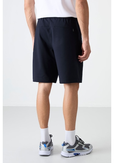 Tommy Life Lacivert Gizli Fermuar Arka Cepli Bağcıklı Standart Kalıp Erkek Şort - 81136 Lacivert