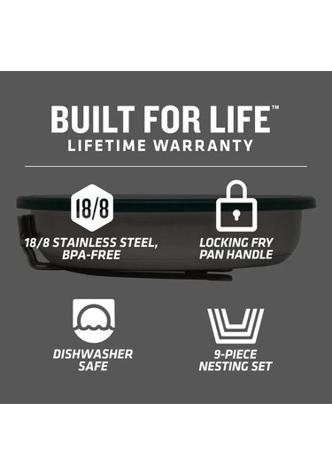 The All-ın-one Fry Pan Set - Çelik Kızartma Tava Seti 9 Parça .94l 32oz Gri