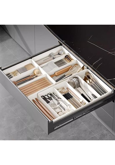 Teleskopik Sofra Saklama Kutusu Sınıflandırma Organizasyonu Genişletilebilir Büyük Kap Çok Bölmeli Sofra Tepsisi Kaşıklık 56873469