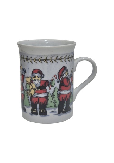 Vintage Noel Baba Figürlü Porselen Kupa 10cm Çok Renkli