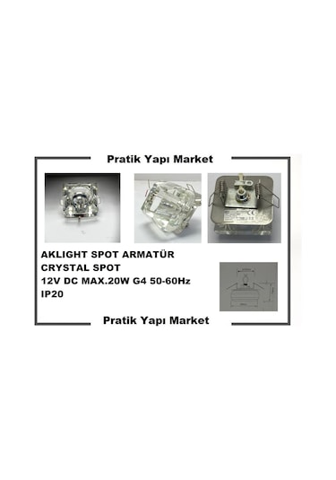 Aklıght Kristal Spot Armatür Şeffaf