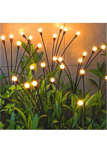 Ulzyvf Abs Çelik Güneş Panelli 8 Başlı Manuel/otomatik Bahçe Aydınlatma Siyah Siyah