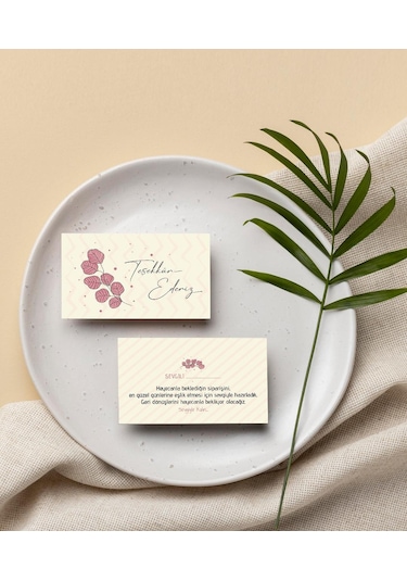 Çift Yön Çiçek Desenli Teşekkür Kartı Thank You Cart Pytktskk20