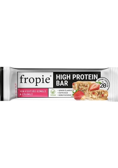 Fropie Glutensiz Yer Fıstıklı Çilekli Protein Bar 40 G