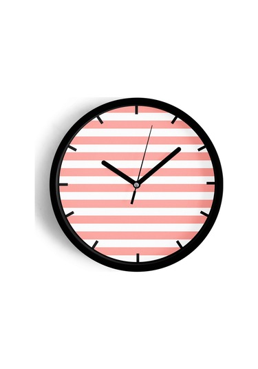 Çizgili Modern Tasarım Duvar Saati - 30cm - Önü Camlı Siyah Kasa - Sessiz Mekanizma-jh0233 Siyah