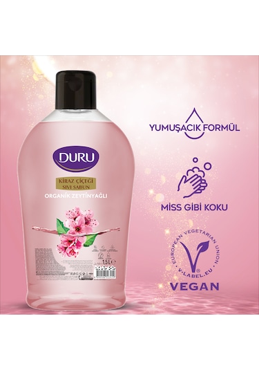 Duru Organik Zeytinyağlı Kiraz Çiçeği Sıvı Sabun 2 x 1500 ML + 500 ML