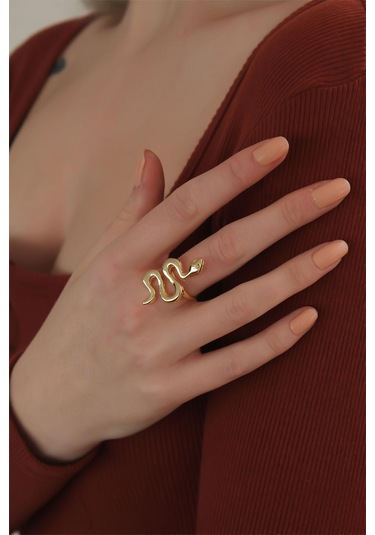 Ayarlanabilir Gold Renk Yılan Yüzük Altın