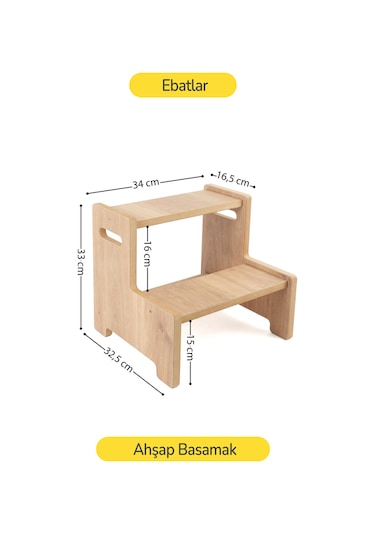 Ahşap Yükseltici Basamak Tabure Çok Renkli