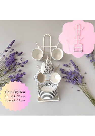 Fincan Askısı, Krem Tabaklı Askılık , Masa Üstü, Tezgah Üstü