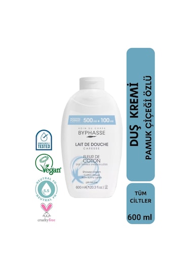 Byphasse Caresse Pamuk Çiçeği Özlü Kremli Duş Jeli 600 ML