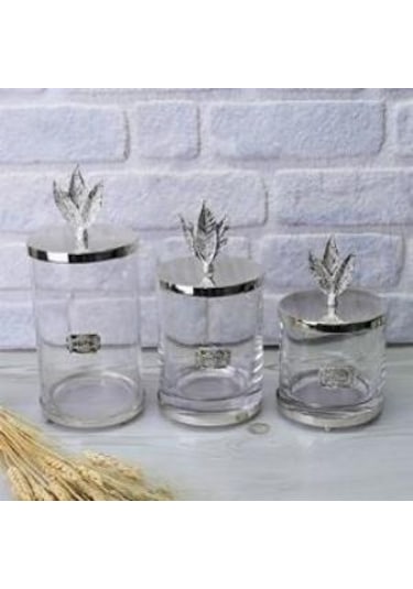 Selim Dekor Tüylü 3 Lü Kavanoz Gümüş