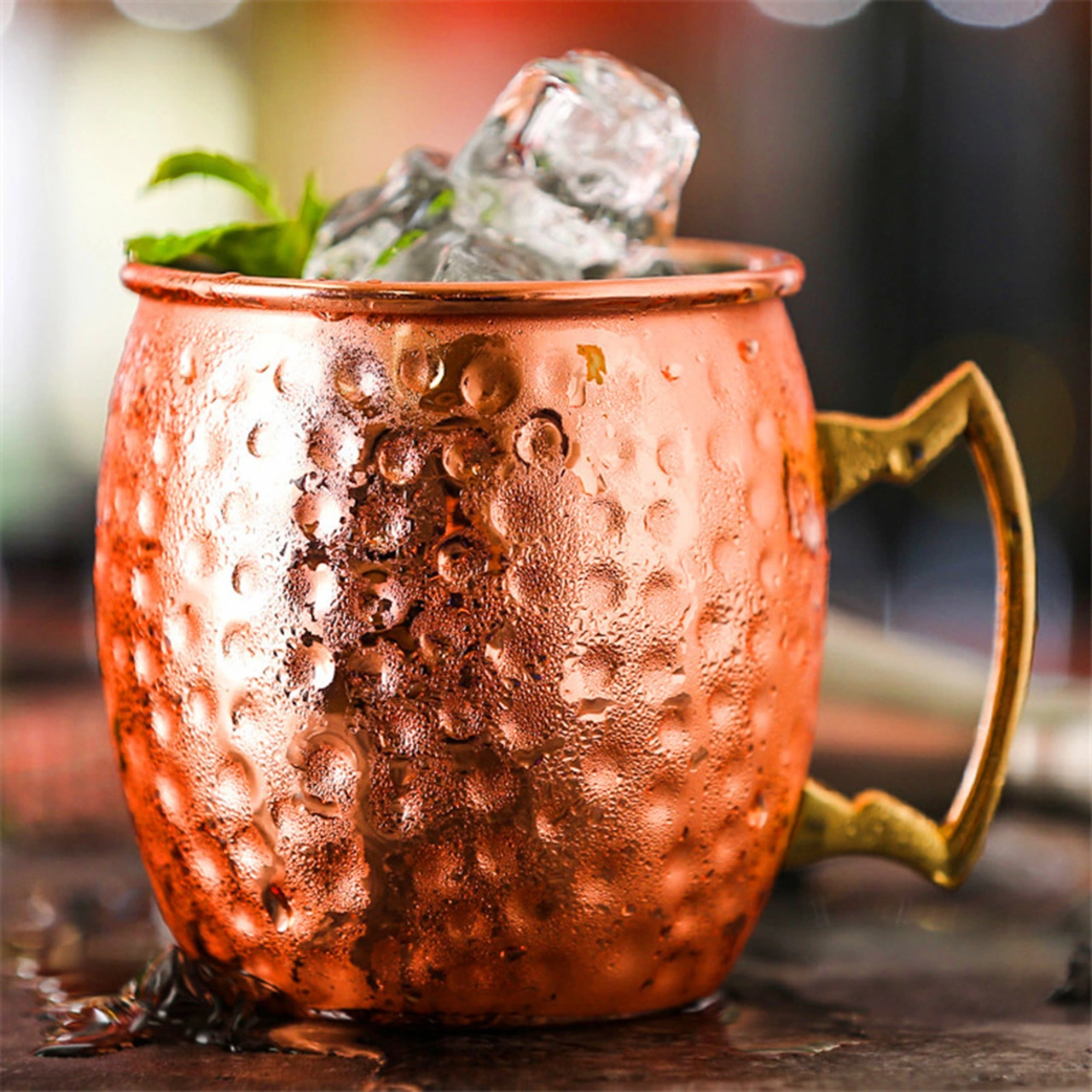 Geeksen Moscow Mule Kokteyl Bardağı - 304 Paslanmaz Çelik, Bakır Kaplama, Tokmak Dikdörtgen, 530ml, Ev-bar Restoran Kullanıma Uygun Diğer