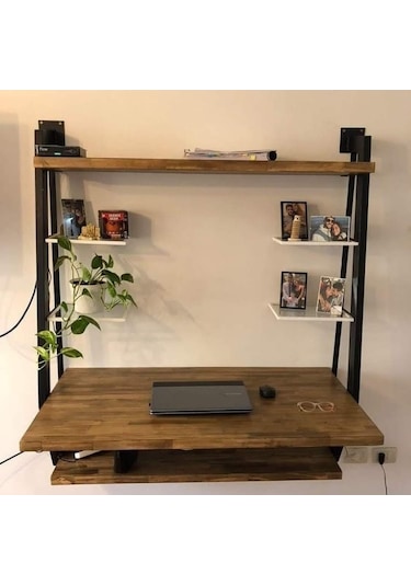 Umutpark Umutpark Metal Ahşap Çalışma Masası. Siyah