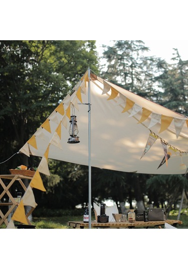 Monyee Kamp Bayrağı Triko Pamuk 10 Adet Sarı-kahverengi 6.2m Teli 18x16.5cm Renkli Çadır Bayrakları Çok Renkli